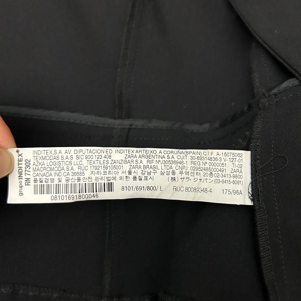 ZARA BASIC Black Bell Sleeve Cropped Blazer Jacket Open Front Size L Work Party - Picture 12 of 14